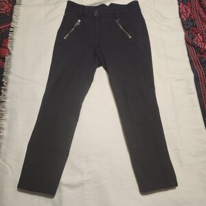 Veronica Beard Black Skinny Jeans Riding Pants straight leg zipper accents  Sz 4